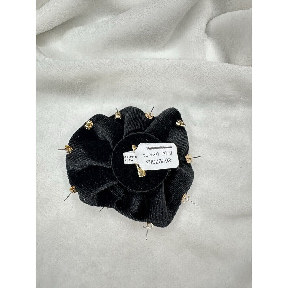 NEW Free People Rosette Stud Pack In Black Earrings Set Brooch Pin Boho Flower - Picture 5 of 6